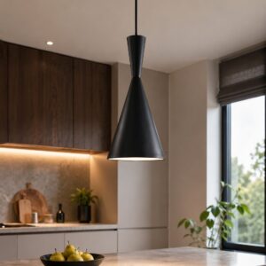 دلاية سقف مودرن سوداء Black Cone MCB 1 لمبة بتصميم مخروطي أنيق للمطبخ والبار