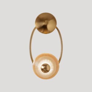 ابليك حائط   بتصميم دائري ذهبي وزجاج ابيض ثلاثي الأبعاد ON-6628