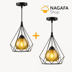 باندل (2قطعة) دلايه سقف مودرن لون اسود علي شكل ماسه زجاج |نجفة شوب