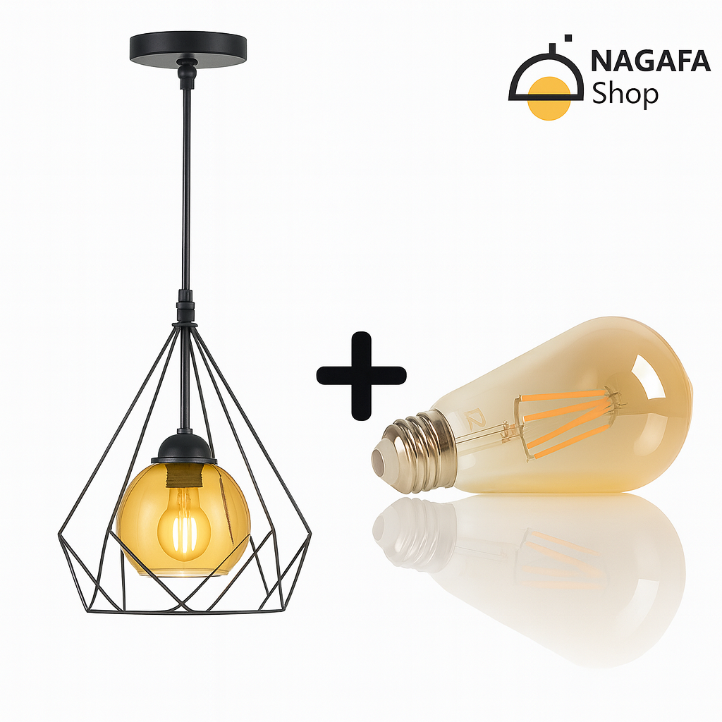 RB1002 باندل (2قطعة) دلاية ولمبة ديكور بإضاءة عصرية وتصميم أنيق |نجفة شوب