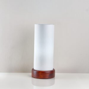 أباجورة طاولة بقاعدة خشبية للديكور