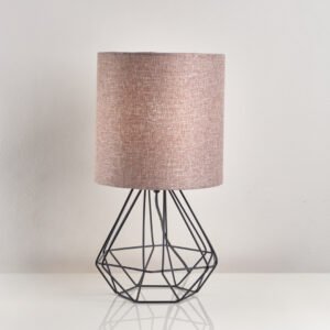 أباجورة مودرن معدن وشابوه كتان بيج بتصميم أنيق من نجفة شوب