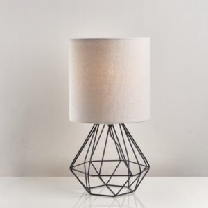 أباجورة مودرن معدن وشابوه كتان بيج بتصميم أنيق من نجفة شوب