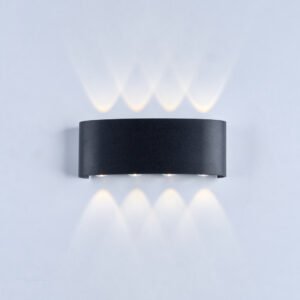 أبليك مودرن حائط ليد 8 لمبة باللون الأسود بخامة أكليرك