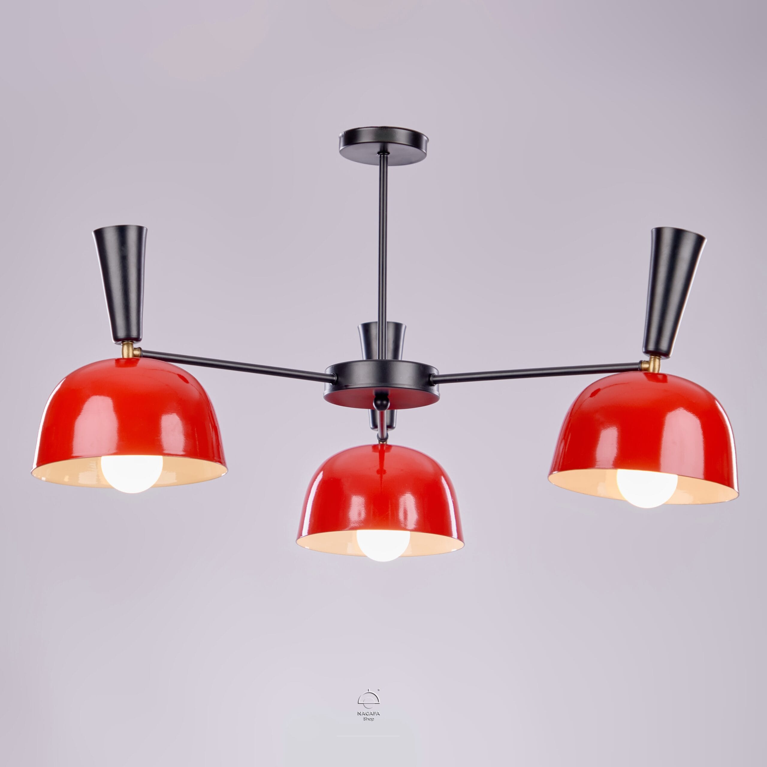 DSF0031-scaled-1.jpg دلايه مشروم مودرن احمر من الاومنيوم 3 لمبه من نجفه شوب M8SR - الصورة 1