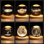 ⁦كرة كريستال روني ثلاثية الأبعاد مضيئة LED | مصباح ديكور لغرفة النوم والمكتب⁩ - الصورة ⁦4⁩
