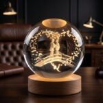 ⁦كرة كريستال روني ثلاثية الأبعاد مضيئة LED | مصباح ديكور لغرفة النوم والمكتب⁩ - الصورة ⁦5⁩