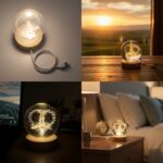 ⁦كرة كريستال روني ثلاثية الأبعاد مضيئة LED | مصباح ديكور لغرفة النوم والمكتب⁩ - الصورة ⁦10⁩