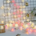 ⁦فرع ورد أبيض وبينك 20 لمبة LED | إضاءة ديكوري مميزة⁩ - الصورة ⁦6⁩