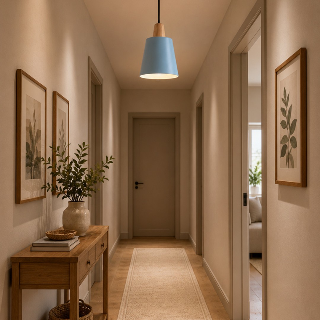 blue-pendant-light-wood-accent-5modern.jpg دلاية أطفال أزرق سماوي مودرن الومنيوم| اضاءة ديكورية لغرفة الأطفال والممرات - الصورة 1