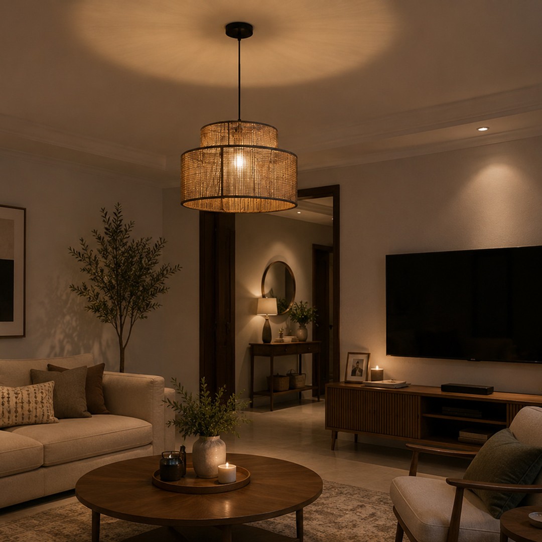 boho-rattan-chandelier-living-room-1.jpg نجفة بوهو مودرن ألارا كتان 1 لمبة - الصورة 1