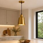 Modern Gold Pendant Light, 1-Bulb Cap | Hanging Lighting for Kitchens, Bars, and Hallways