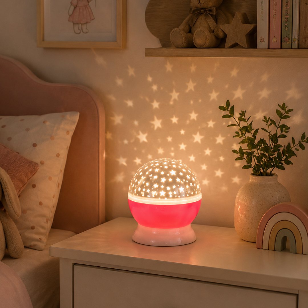 kids-led-star-projector-lamp-purple.jpg أباجورة أطفال ليد نجوم أكريليك 3D | إضاءة ديكورية لغرف الأطفال - الصورة 1