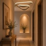 نجفة LED مودرن ليون سوداء 3 ألوان| إضاءة ديكورية مميزة للريسبشن