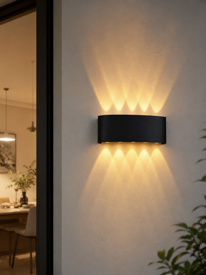 modern-black-led-wall-light-1.jpg أبليك حائط ليد أسود مودرن 8 لمبات|إضاءة مميزة للممرات وغرف المعيشة - الصورة 1