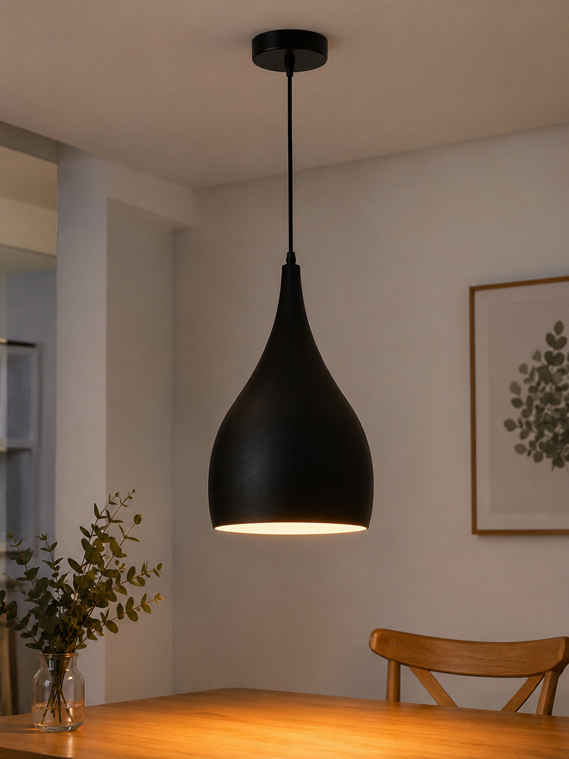 modern-black-metal-pendant-light.jpg دلاية كلاسيك مودرن سوداء الومنيوم | إضاءة ديكورية للممرات والكافيهات - الصورة 1