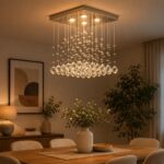 نجفة كريستال فضية مودرن | تصميم فاخر وإضاءة مريحة