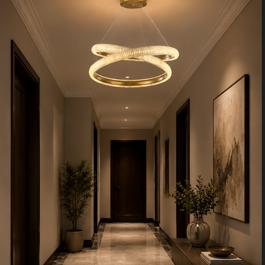 modern-led-ring-chandelier-gold-crystal-1.jpg نجفة ليد مودرن انفينيتي | 3 ألوان للإضاءة بتصميم راقي - الصورة 1