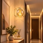 دلاية سقف مودرن ذهبية فردية بتصميم هندسي وزجاج شفاف