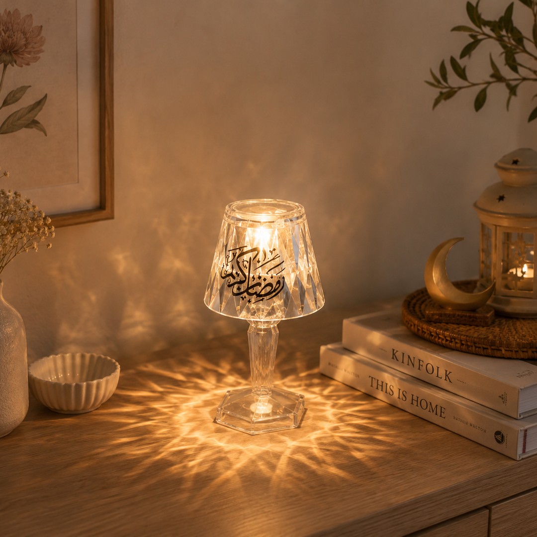 ramadan-crystal-table-lamp-led-night-light.jpg أباجورة كريستال أكريليك بالبطارية رمضان كريم - الصورة 1