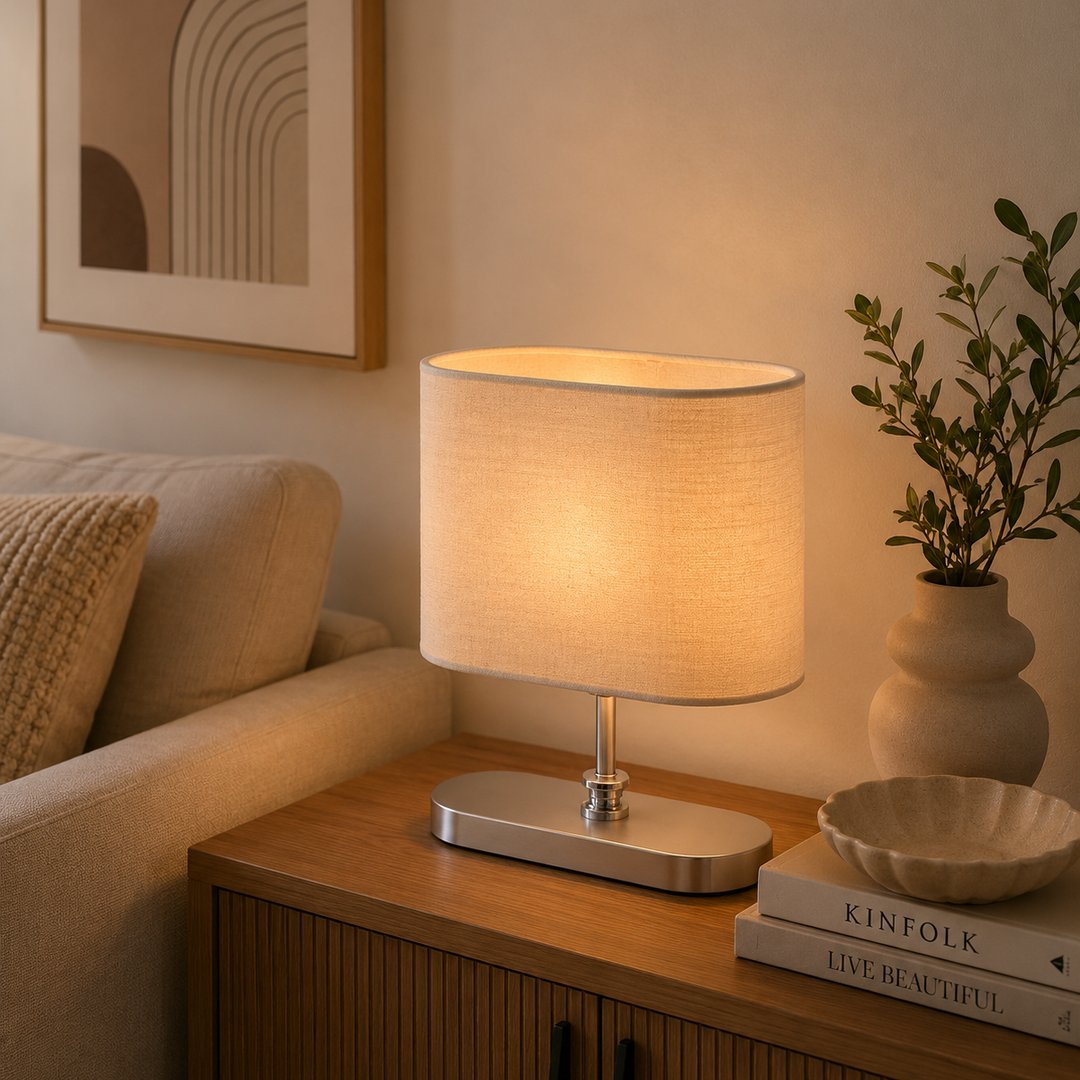 rawany-modern-table-lamp-tb62-s-wh.jpg أباجورة مودرن رواني أوف وايت أنيقة بقاعدة سيلفر - الصورة 1