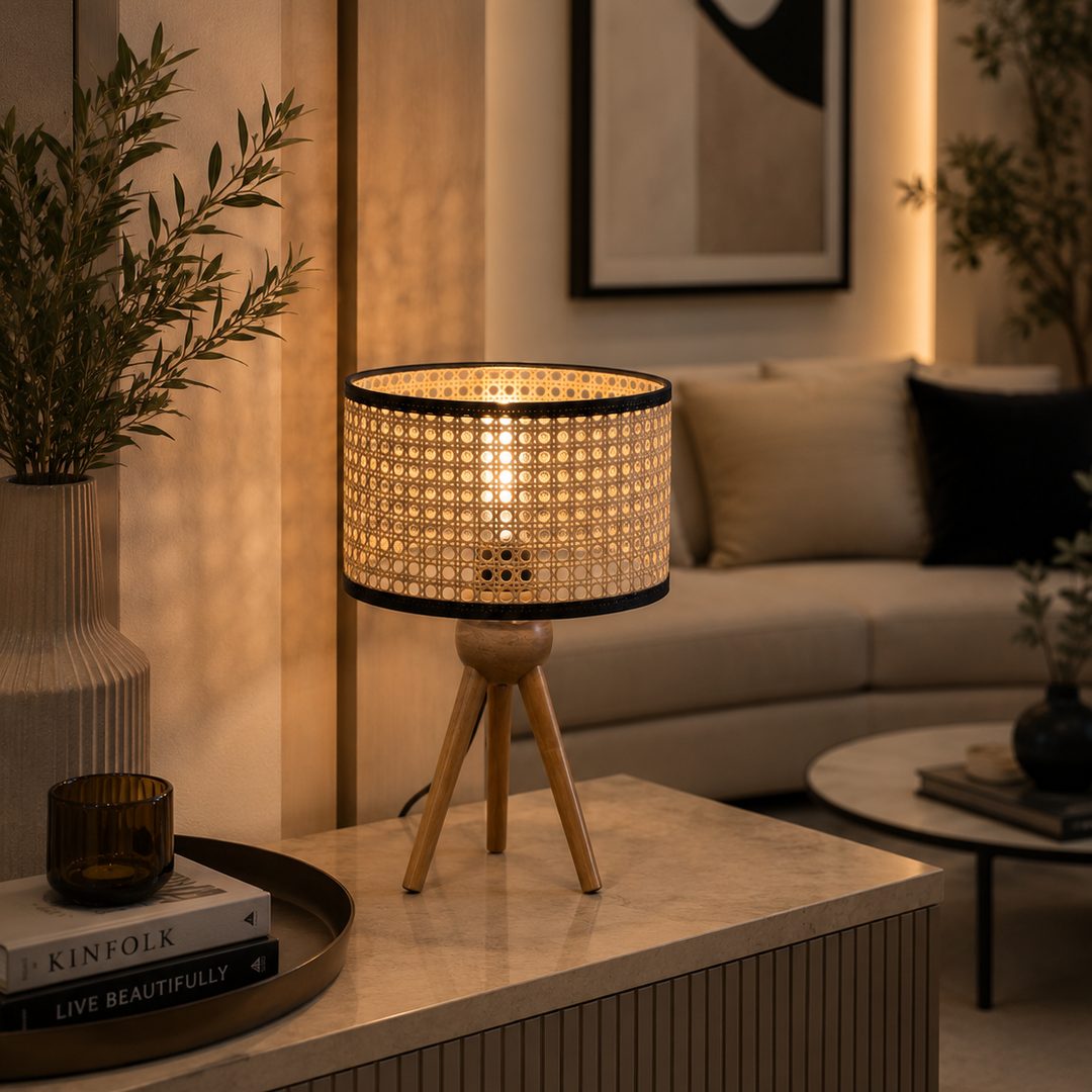 sofia-modern-table-lamp-wood-linen.jpg أباجورة مودرن صوفيا خشب زان طبيعي *بيج - الصورة 1