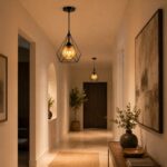 دلايتان سقف مودرن سوداء بتصميم سلك هندسي ولمبة بإضاءة دافئة