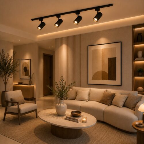 Black track light with 4 spots