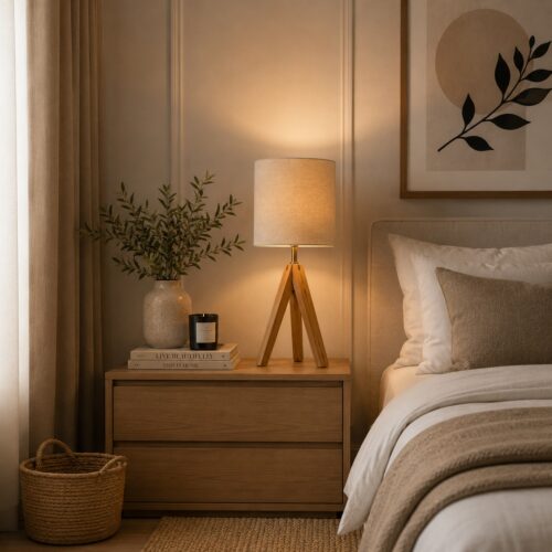 Modern Beige Wooden Lamp