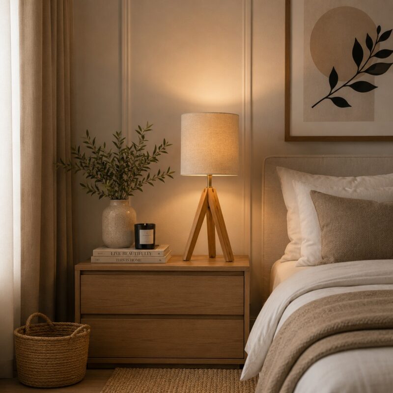 Modern Beige Wooden Lamp