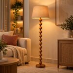لمبادير خشب طبيعي بشابوه بيج وتصميم كرات مودرن